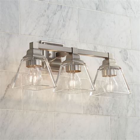 satin nickel bathroom light fixtures|More.